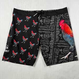 Maui Built Men's classic all over rooster print swim board shorts size 46